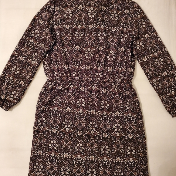 Selling Women's Floral Print Brown & White Dress/Top With Pockets - Picture 4 of 10